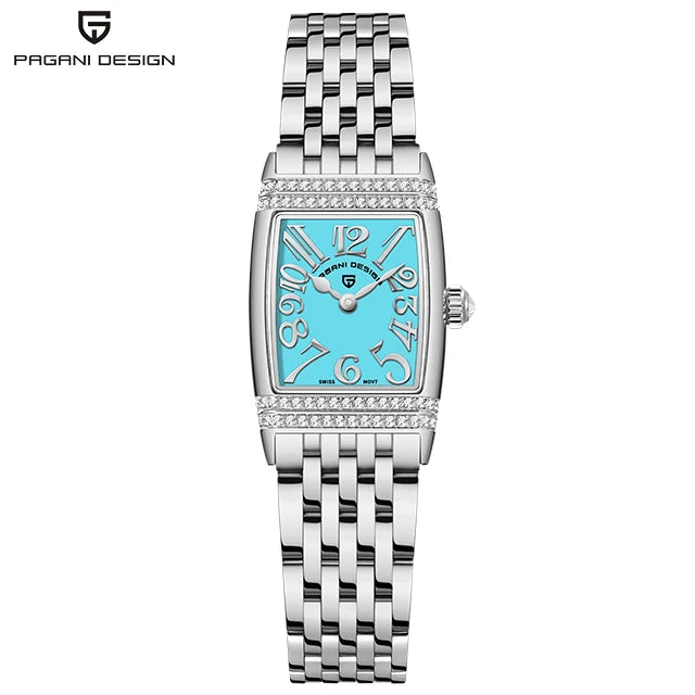 Pagani Design New 22mm Square Women's Quartz Watch Stainless Steel Sapphire Glass 50m Waterproof Women's Quartz Watch