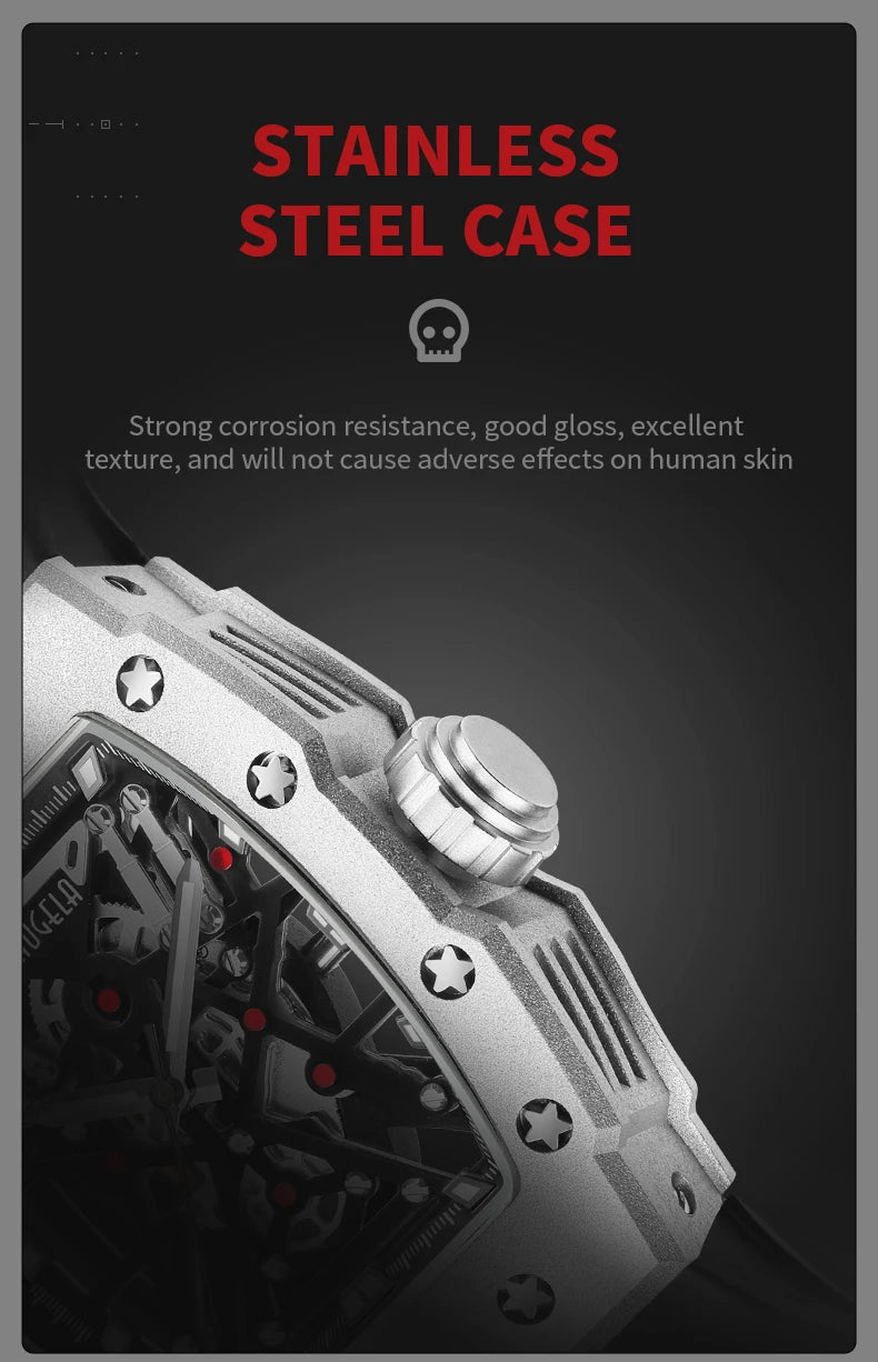 BAOGELA Black Stainless Steel Watch Men Military Sport Analog Quartz Wristwatch with Silicone Strap Luminous Hands Relogio 4147