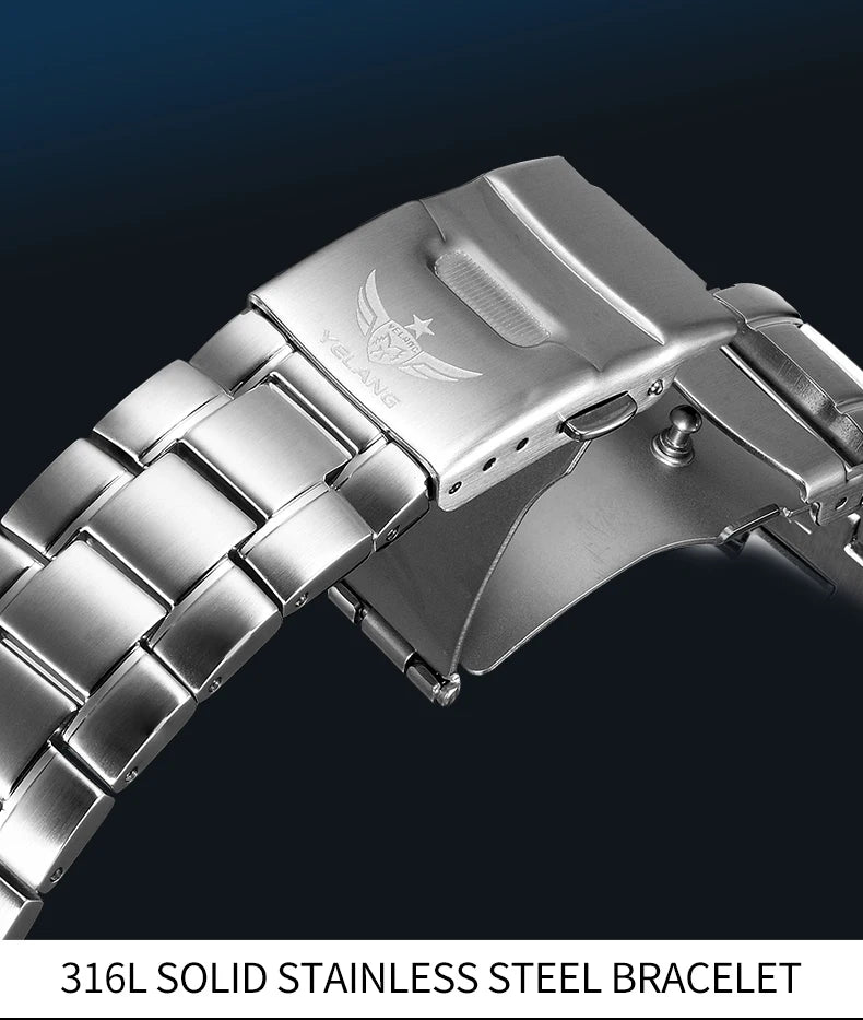 Yelang V1029S Men's Quartz Watch Japan OS00 Movement Business Luminous Stainless Steel 10Bar Waterproof Sports Watches