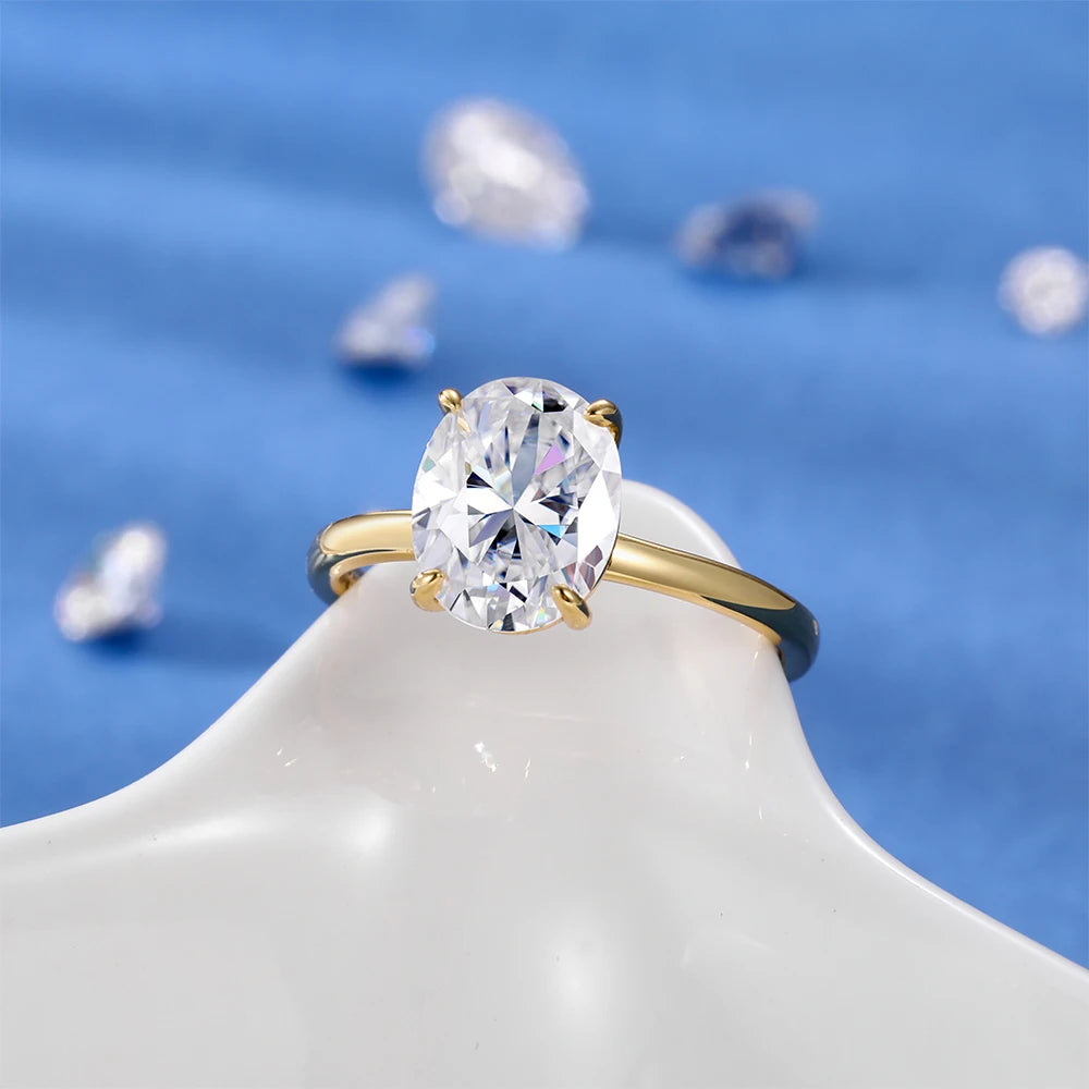 GRA Certified 1.5-3ct Oval Moissanite Diamond Rings Women S925 Sterling Silver Engagement Wedding Anniversary Ring Jewelry Gifts