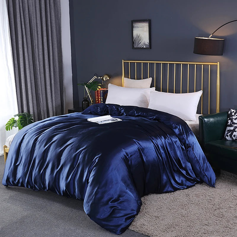 Luxury High Quality  Satin Duvet Cover Rayon Quilt Cover High Density Fabric Duvet Cover  Supple High waterfall