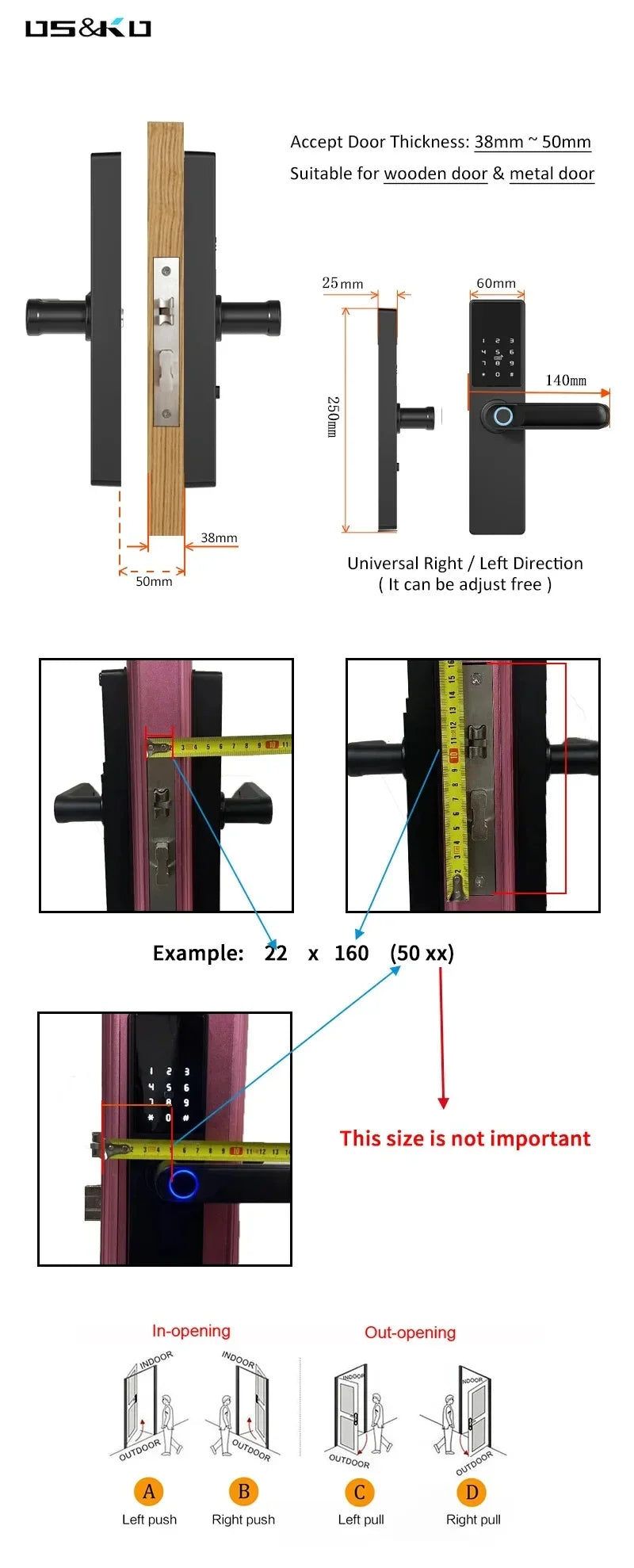Tuya Smart Life APP Remote Control Lock, Smart Door Fingerprint Password Lock, Keyless Entry, Security Handle Fingerprint Hang