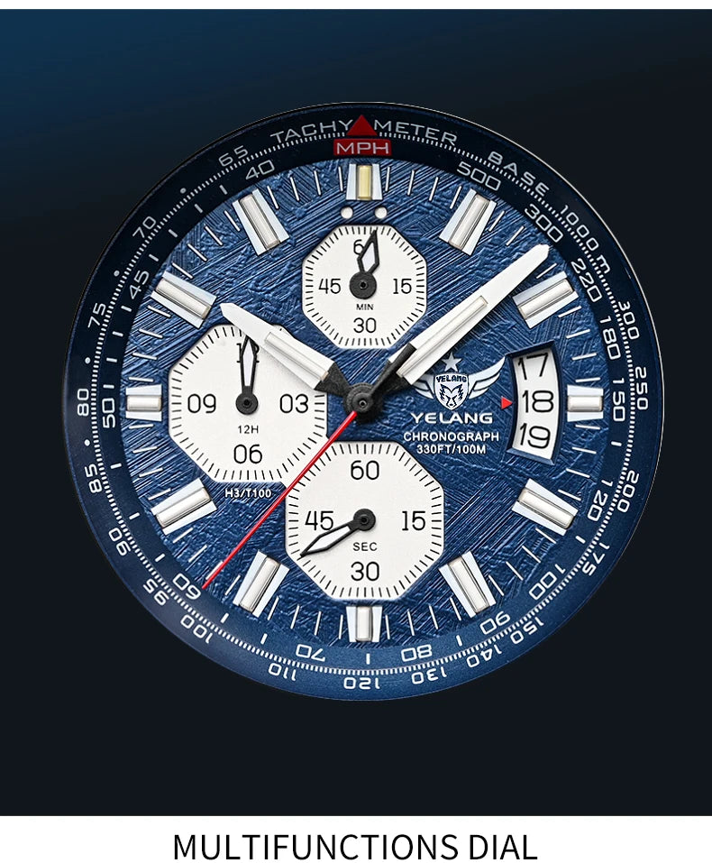 Yelang V1029S Men's Quartz Watch Japan OS00 Movement Business Luminous Stainless Steel 10Bar Waterproof Sports Watches