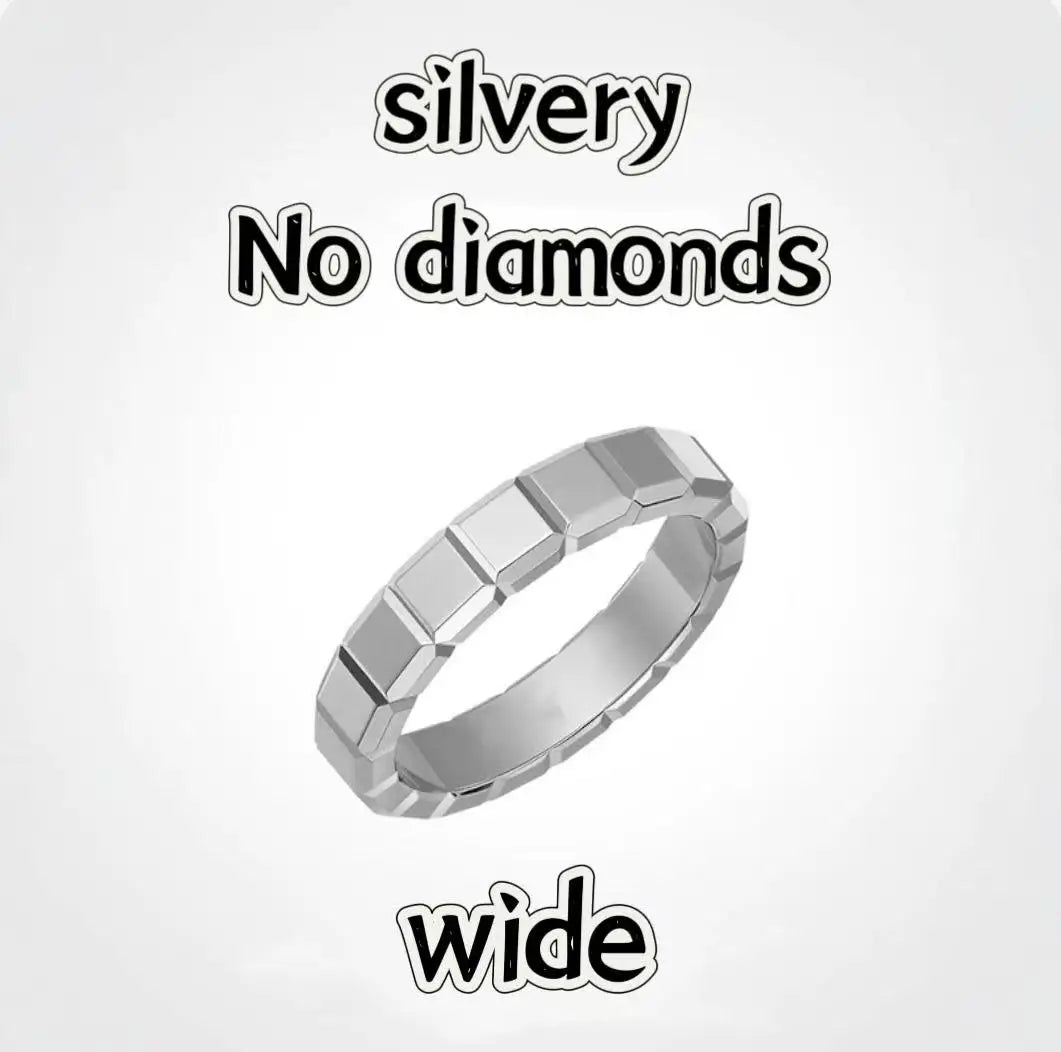 French  High-Quality S925 Sterling Silver Ice Cube Style Pave AAA Zirconia Lovers Ring For Women And Men Wedding Fashion Jewelry