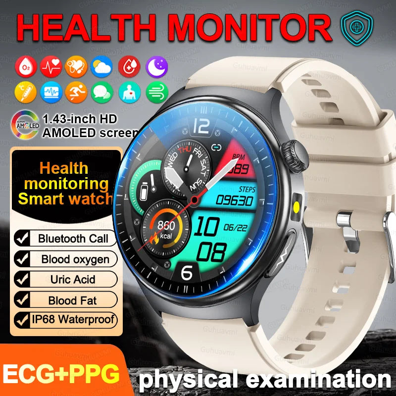 2026New Health Sport ECG AI Diagnosis Smart Watches Men Heart Rate Blood Pressure IP68 Waterproof Smartwatches For Men women