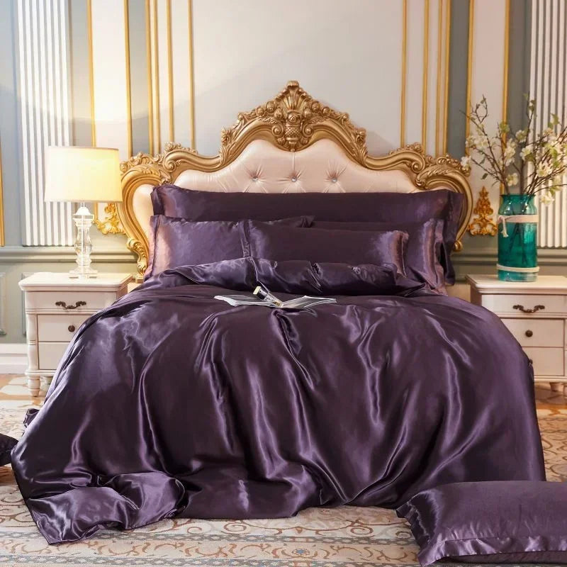 blending Mulberry Silk Bedding Set Silky High-end Queen Size Duvet Cover Set with Fitted Sheet Luxury Bedding Sets King Bed Sets