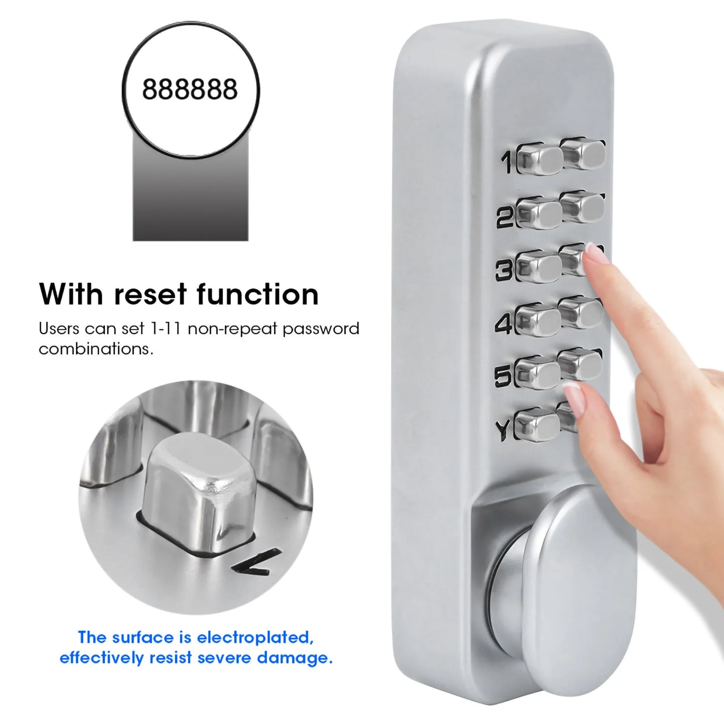 1‑11 Digits Mechanical Combination Lock Sliding Door Keyless Access for Kitchen  Balcony Passsword Lock Zinc Alloy Lock