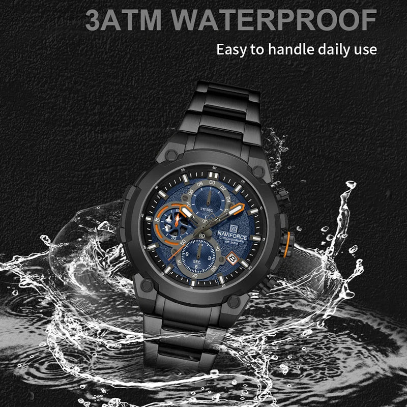 NAVIFORCF Mens Military Watches Luxury Wrist Watch Quartz Clock Watch Hot Fashion Men Waterproof Chronograph Relogio Masculino