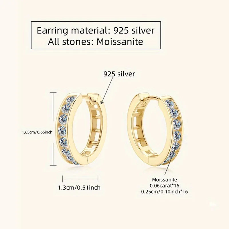 925 sterling silver full moissanite earrings retro classic fashionable high quality men's and women's jewelry earrings