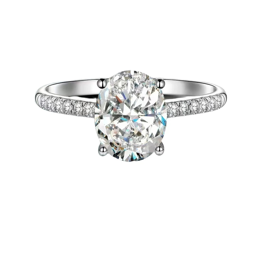 BXINY 1/2/3/4CT Oval Cut Moissanite Rings S925 Silver D Color VVS Lab Diamond For Women Wedding Bands Fine Jewelry GRA Certified