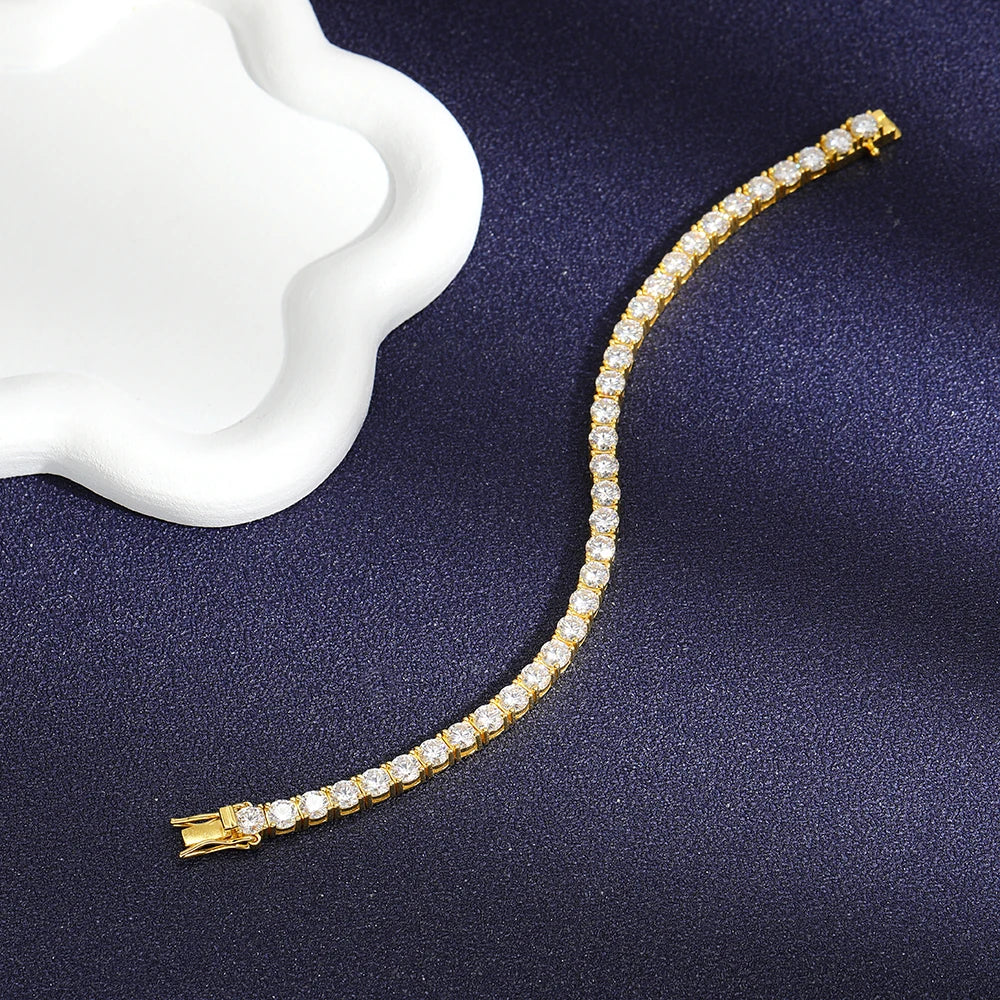 EWYA Real D Color Full 2/2.5/3/4/5/6.5mm Moissanite Tennis Bracelet For Women S925 Plated 18K Rose Gold Diamond Link Bracelets