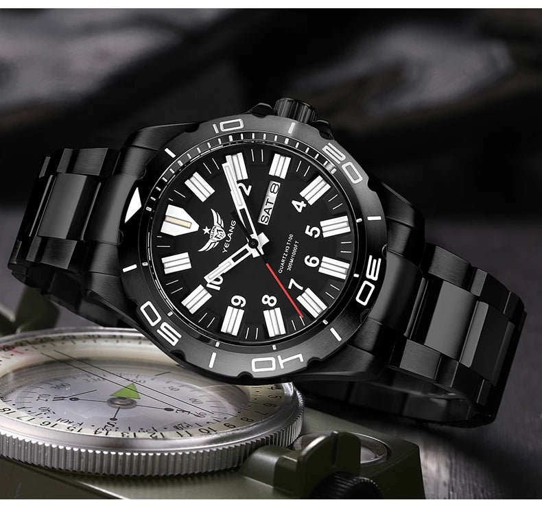 Yelang's New Design 42mm 10 Year Ultra Long Range Men's Quartz Watch 30ATM Professional Waterproof Swiss Eternal Gas Glow