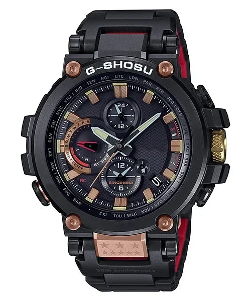 Herren-Sportuhr mit Quarzwerk, Edelstahlgehäuse, Kompass, Weltzeitfunktion, wasserdicht, großes Zifferblatt, Serie 1000 MTG