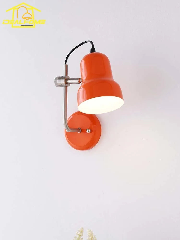 Bauhaus Vintge Medieval Red/Orange Wall Lamp LED E27 Iron Art Atmosphere Adjustable Wall Mounted Bedroom Bedside Study Reading