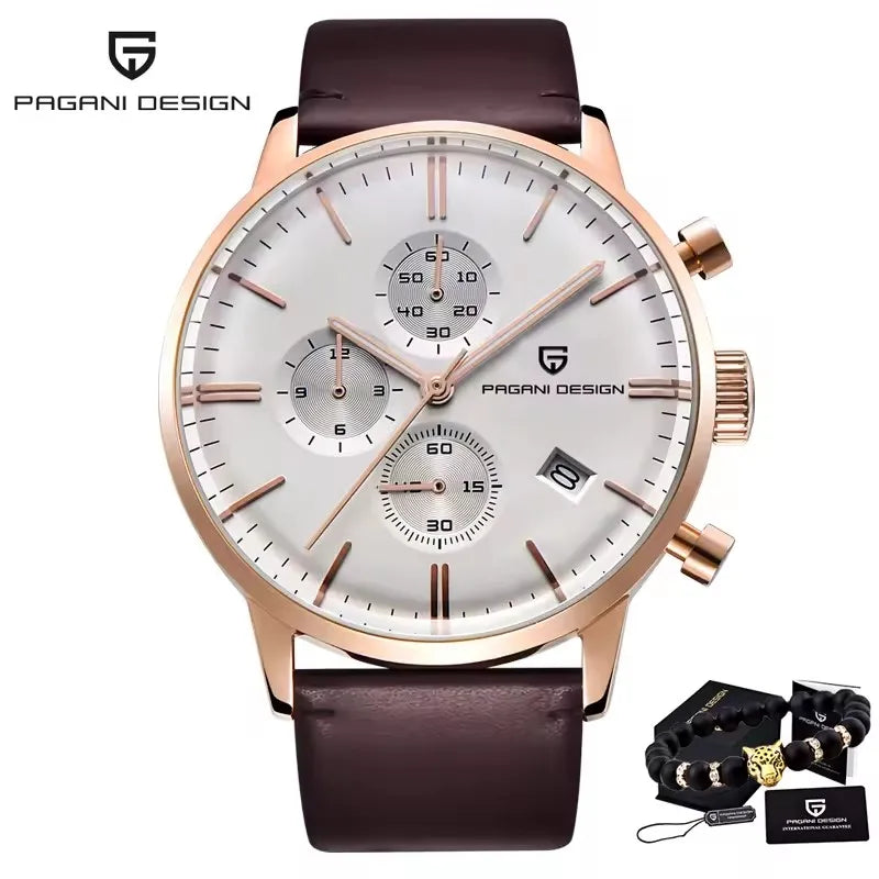PAGANI DESIGN New Men Watches Multi time zone Quartz Business watch Auto Date Men Watches Japan Movt Watch Men Chronograph Gift