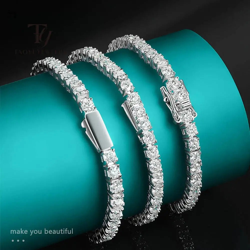 TY D VVS1 Moissanite Tennis Bracelet Original S925 Sterling Sier Plated White Gold With GRA Bracelets For Women Man