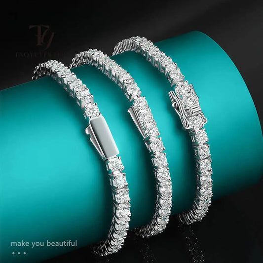 TY D VVS1 Moissanite Tennis Bracelet Original S925 Sterling Sier Plated White Gold With GRA Bracelets For Women Man
