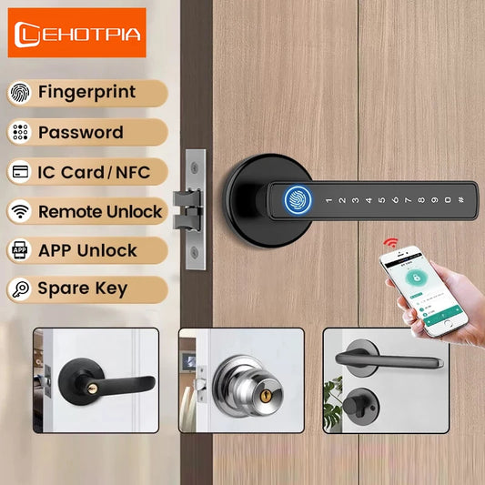Tuya Smart Fingerprint Door TT Lock Electronic Lock with Password/Key/Card/Tuya APP Unlock Home Protection Smart Life Control