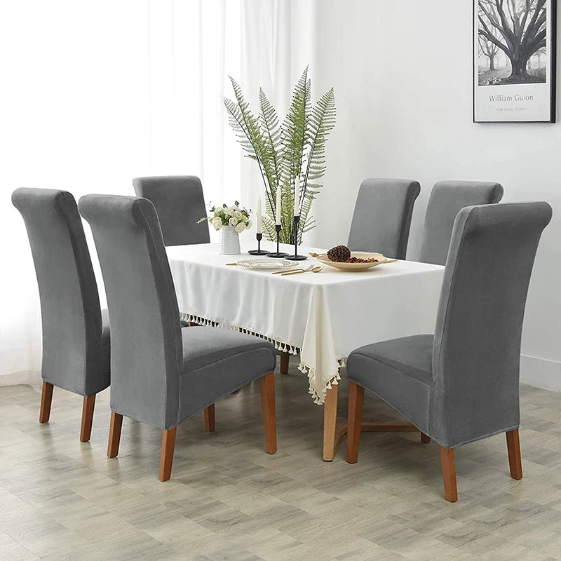1/2/4/6 Pieces Real Velvet Fabric XL Size Chair Cover Big Size Long Back Europe Style Seat Chair Covers For Restaurant Hotel