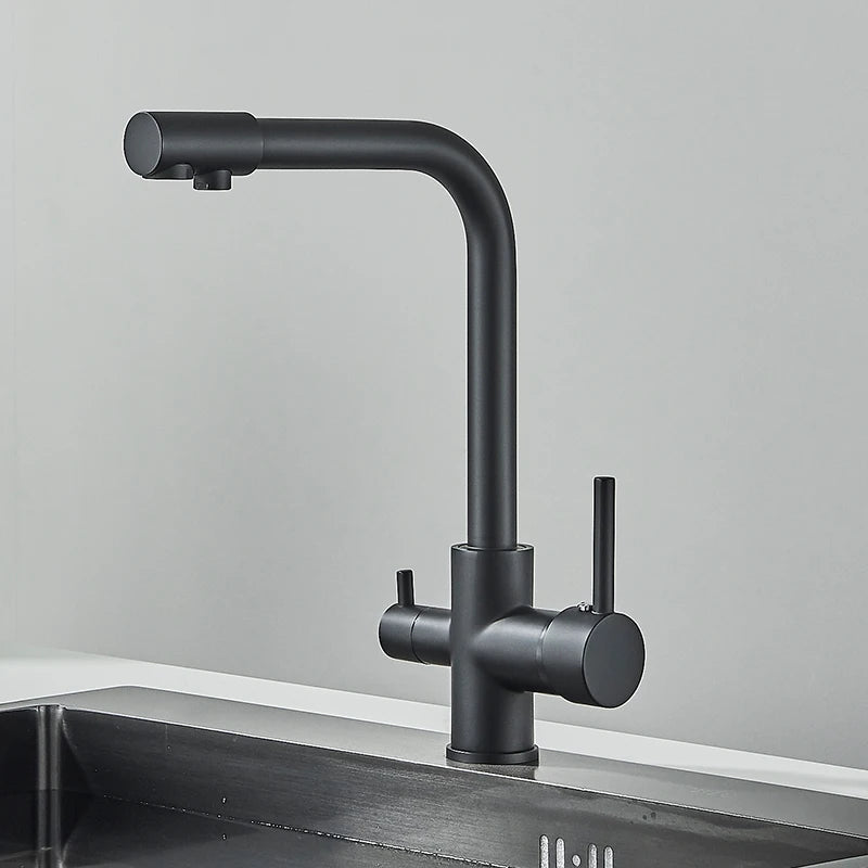 Rozin Chrome Brass Purified Water Kitchen Faucet Mixer Tap and Pure Water Filter Faucet Deck Mounted Dual Handles Hot Cold Taps