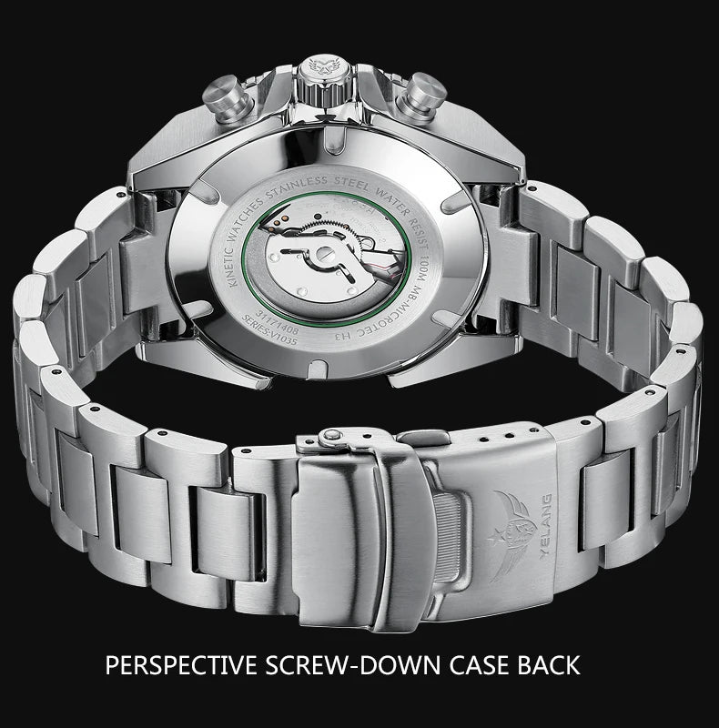 YELANG New Design Human Kinetic Energy Watches Waterproof 100m H3 Gas Self luminescent Nightlight 10Bar Diving Grade V1035