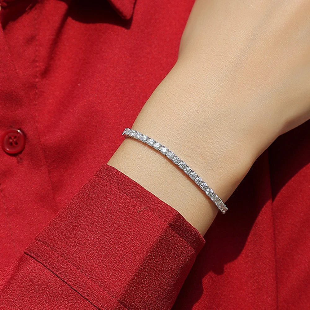3/4/5mm Real Moissanite Tennis Bracelet for Women Man Original 925 Sterling Silver Plated 18k Gold Diamond Bracelets with GRA