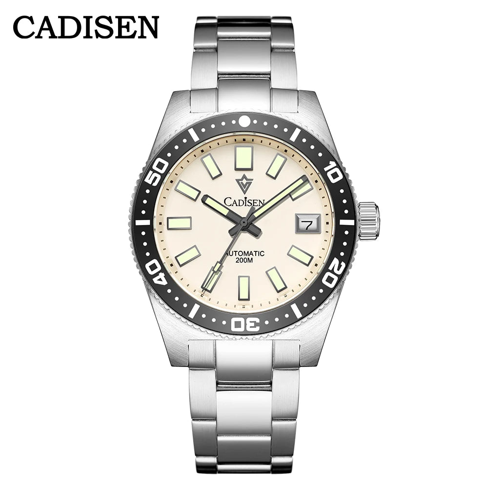 CADISEN New 38mm Diver Mens Watch Japan NH35A Automatic Mechanical Sapphire Glass Date Luminous 200M Waterproof Wrist watch Men