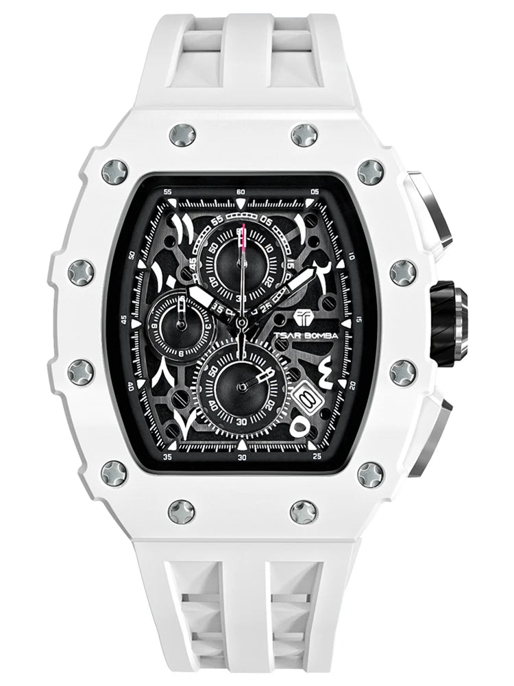 TSAR BOMBA 2025 New Mens Watch TB-8204QA Arabic numerals Dial Tonneau Wristwatch for Men Sapphire Mirror Waterproof Clcok