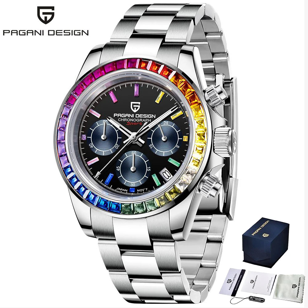 2025 New PAGANI DESIGN Rainbow Circle PD1644 Luxury Quartz Watch For Men Automatic Wristwatches Men Sport Waterproof Chronograph