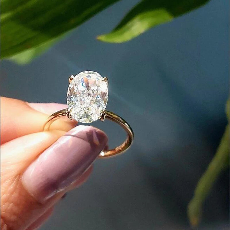 Oval Cut 925 Sterling Silver 1-3ct Moissanite Engagement Solitaire Ring for Woman Gold Plated Anniversary Gifts with Certificate