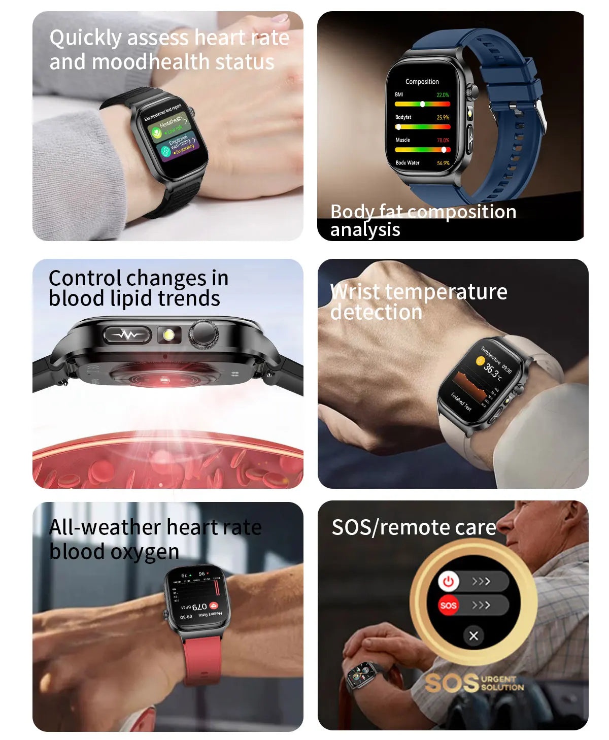 2025 New AI Human Health diagnosis ECG+HRV Smart Watch Blood Pressure Uric acid Blood lipid Bluetooth Call Smartwatch Men Women