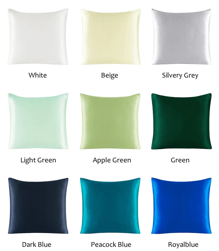 100% Pure Silk Pillowcase With Zipper Cushion Pillow Cover Solid Multicolor Many Sizes 40x40cm 80x80cm