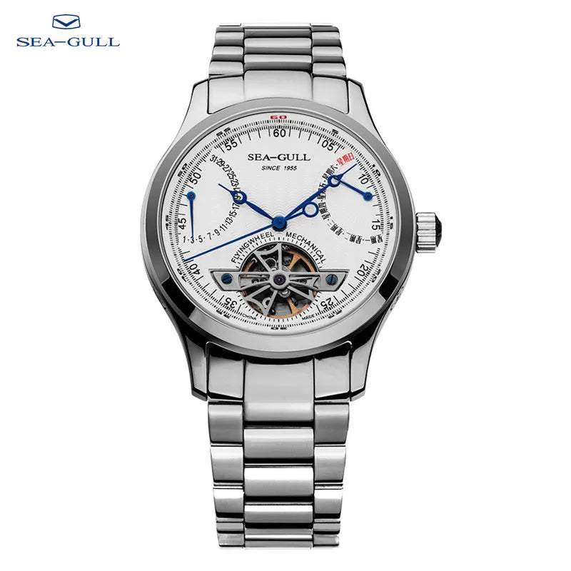 2025 Seagull Men's Automatic Mechanical Watch Multifunction Dial Calendar Sapphire Steel Band Men's Wristwatch reloj hombre M162