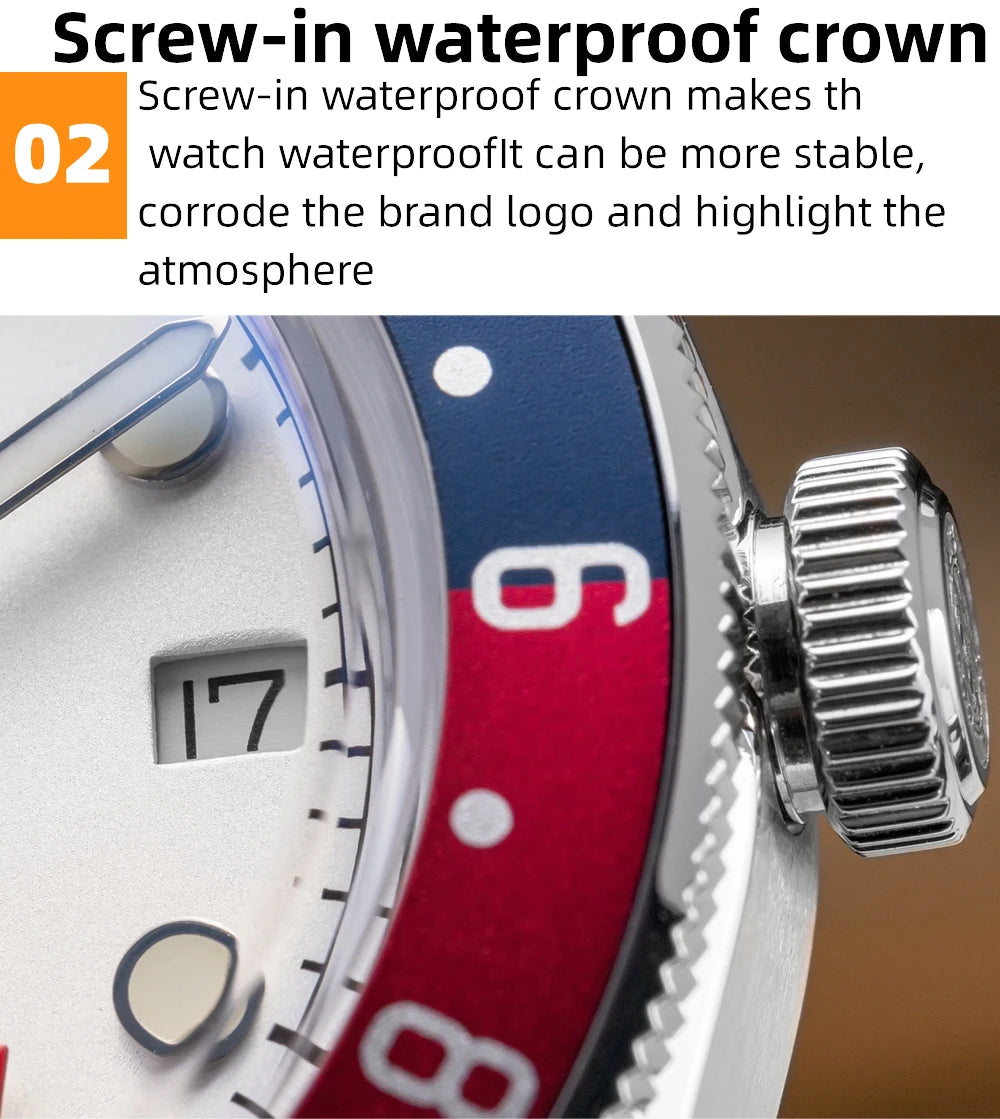 ADDIESDIVE Luxury GMT515-24H Men's Watch Diver 200m Bubble Mirror Glass BGW9 Super Luminous Stainless Steel Men's Analog Watches