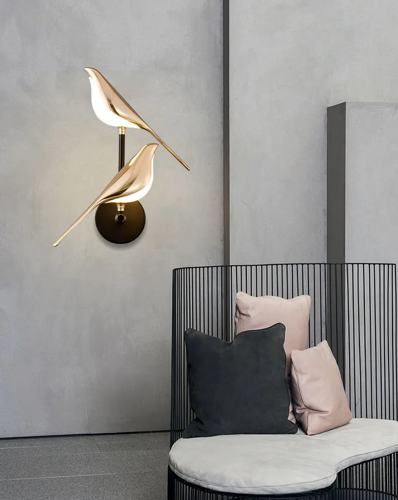 Creative Bird 360° Rotatable LED Wall Lamps Bedroom Bedside Indoor Golden Touch Switch LED Wall Lights Wall Sconce Home