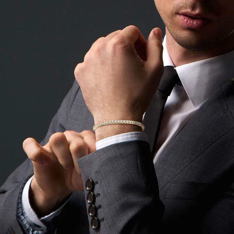 IOGOU 3mm/5mm Full Moissanite Tennis Bracelets Real 925 Sterling Silver Bracelet for Women Men Couple Sparking Fine Jewelry Gift