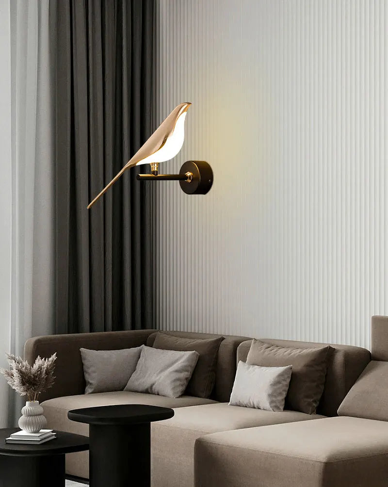 Creative Bird 360° Rotatable LED Wall Lamps Bedroom Bedside Indoor Golden Touch Switch LED Wall Lights Wall Sconce Home