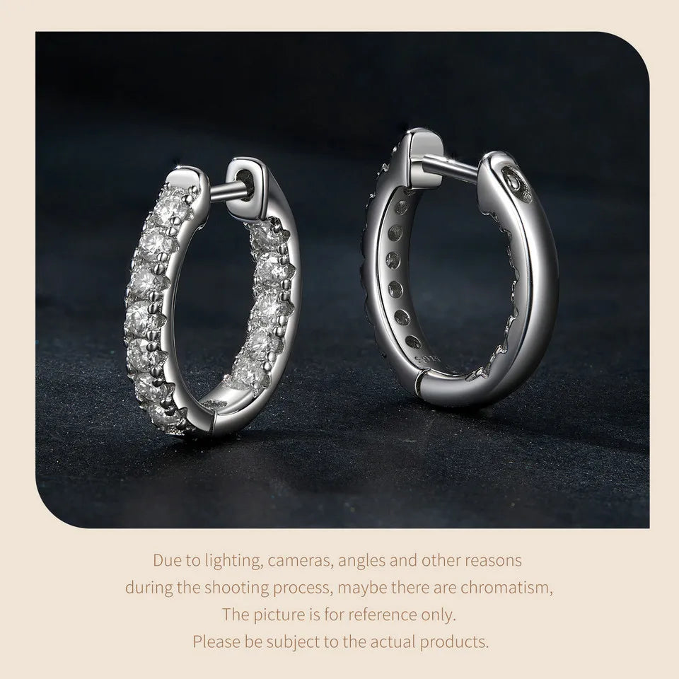 BAMOER Gold Moissanite Hoop Earrings for Women, 925 Sterling Silver D Color Round Cut Lab Diamond Hypoallergenic Earrings