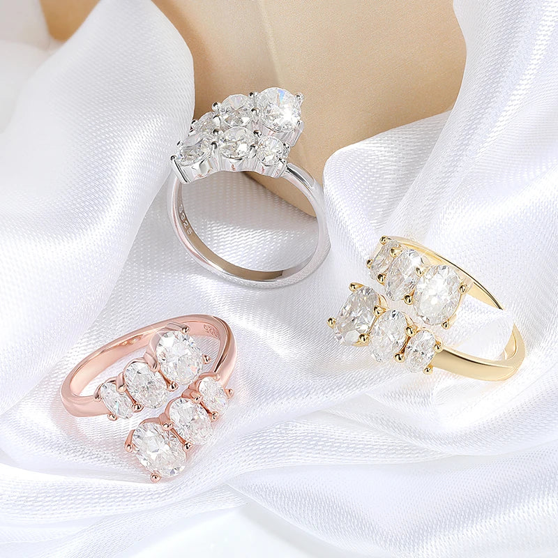 Smyoue 3.6CTTW Certified Full Moissanite Wedding Rings for Women Sparkling Bride Lab Diamond Band Pure 925 Silver Plated 18K