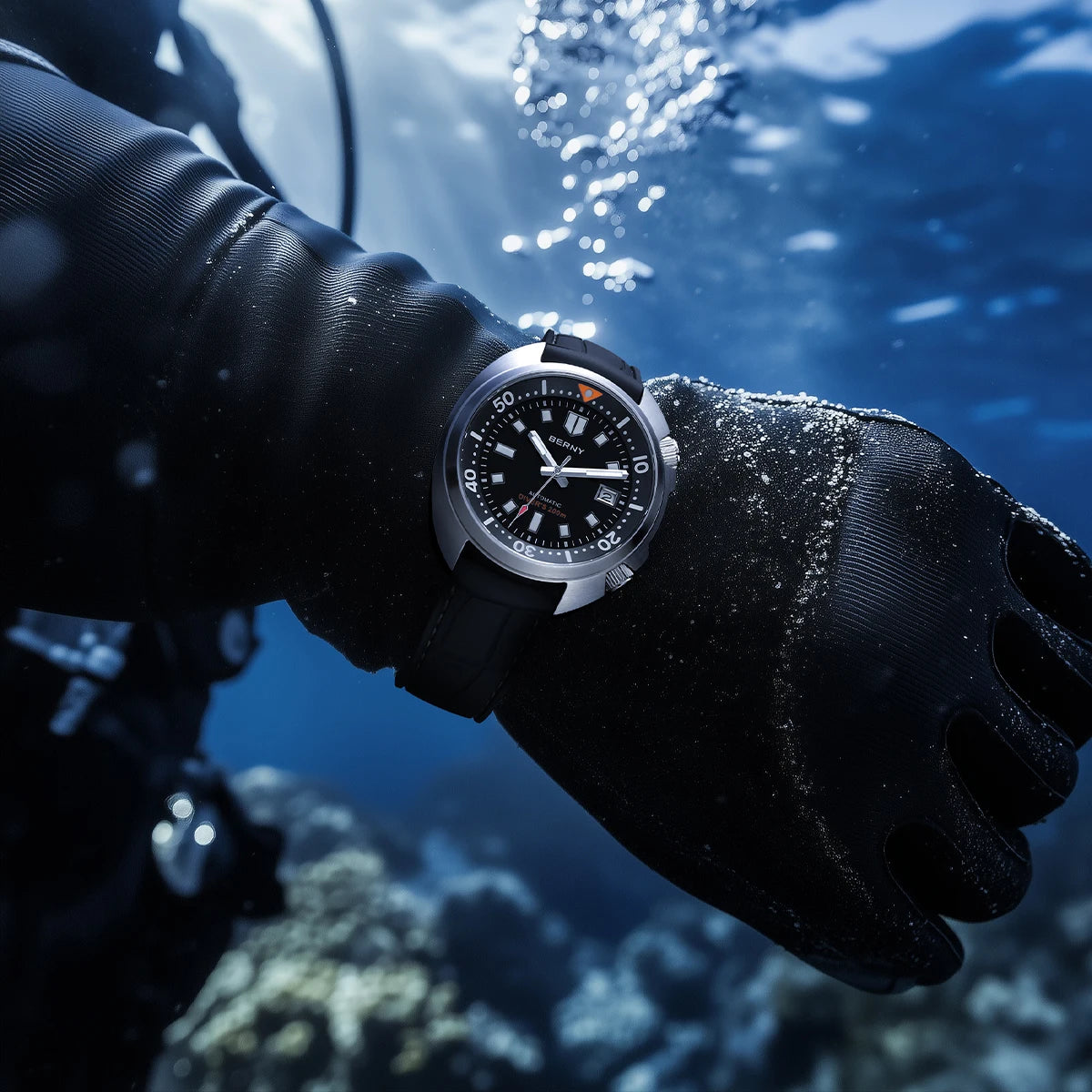 BERNY Automatic Compressor Diver Watch for Men Super Luminous Miyota 8215 Sapphire Swim Sport 20ATM Mechanical Men's Dive Watch