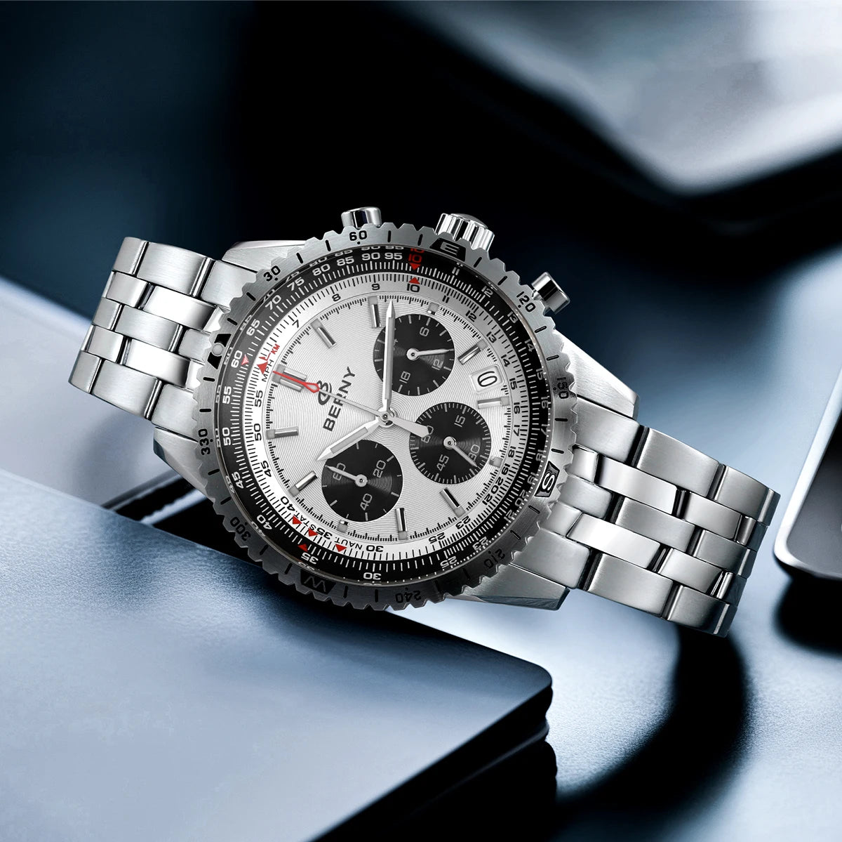 BERNY Chronograph Watches for Men Aviation Pilot Multifunction Quartz Men's Watch Date Sapphire Super Luminous Luxury Wristwatch