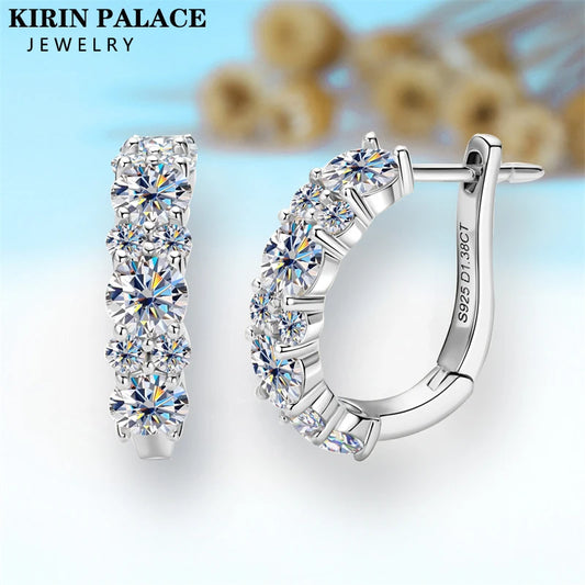 Women's Luxury Full Moisanite Diamond Hoop Earrings 4mm&2mm D Color VVS1 2.76cttw 100% 925 Sterling Silver Hoops Earrings