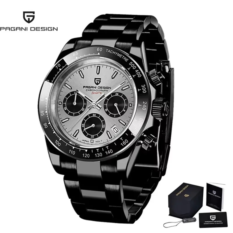 PAGANI DESIGN 2023 New Black Mens Watches Brand Luxury Quartz Watch For Men Chronograph Sports Waterproof Luminous Reloj Hombre