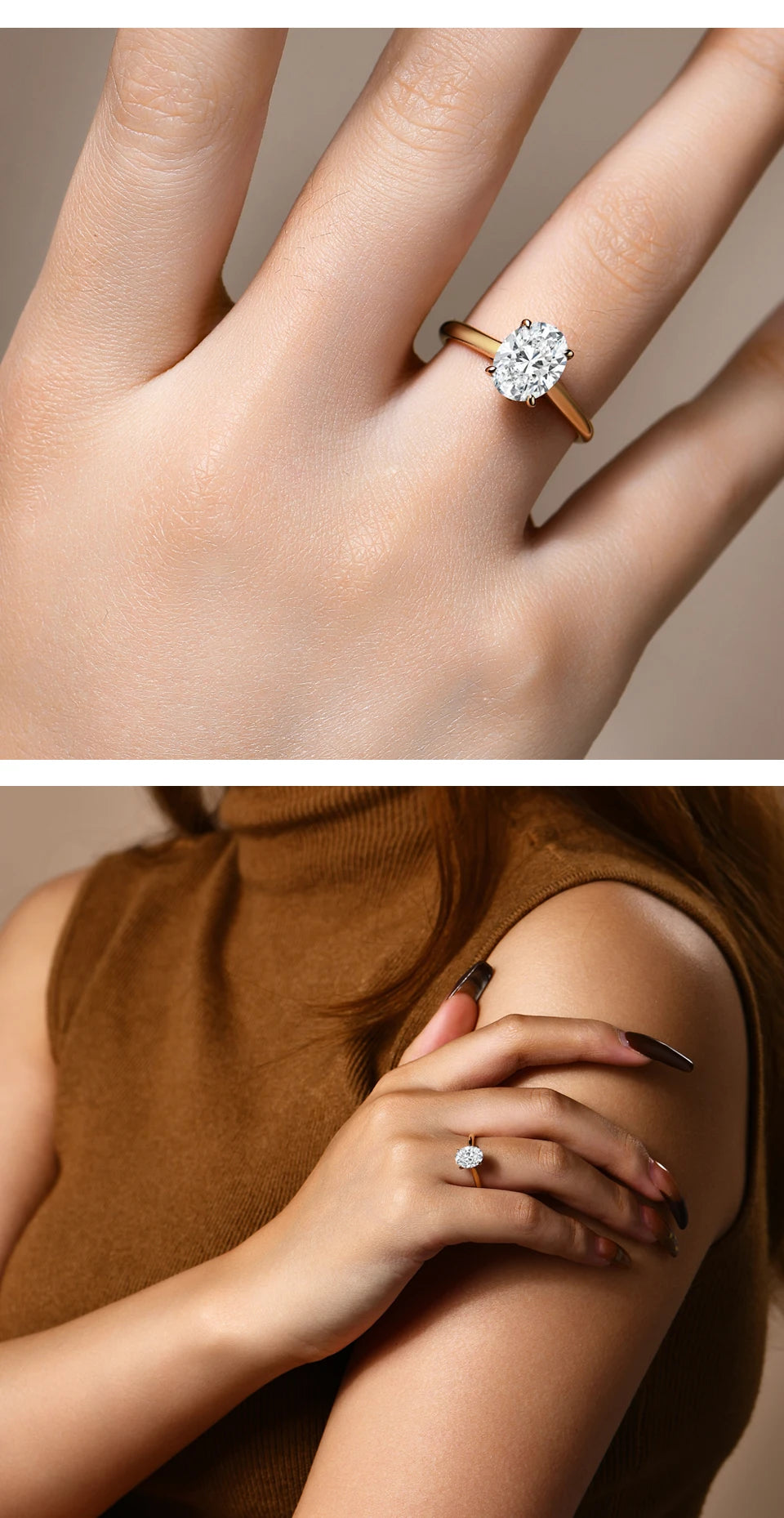 ATTAGEMS Oval Cut 9*7mm 2CT D VVS1 Moissanite Rings S925 Sterling Silver for Women Engagement Wedding Lady's Jewelry Gift Luxury