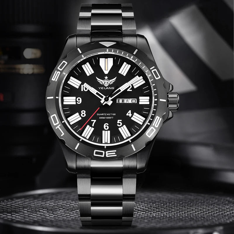 Yelang's New Design 42mm 10 Year Ultra Long Range Men's Quartz Watch 30ATM Professional Waterproof Swiss Eternal Gas Glow