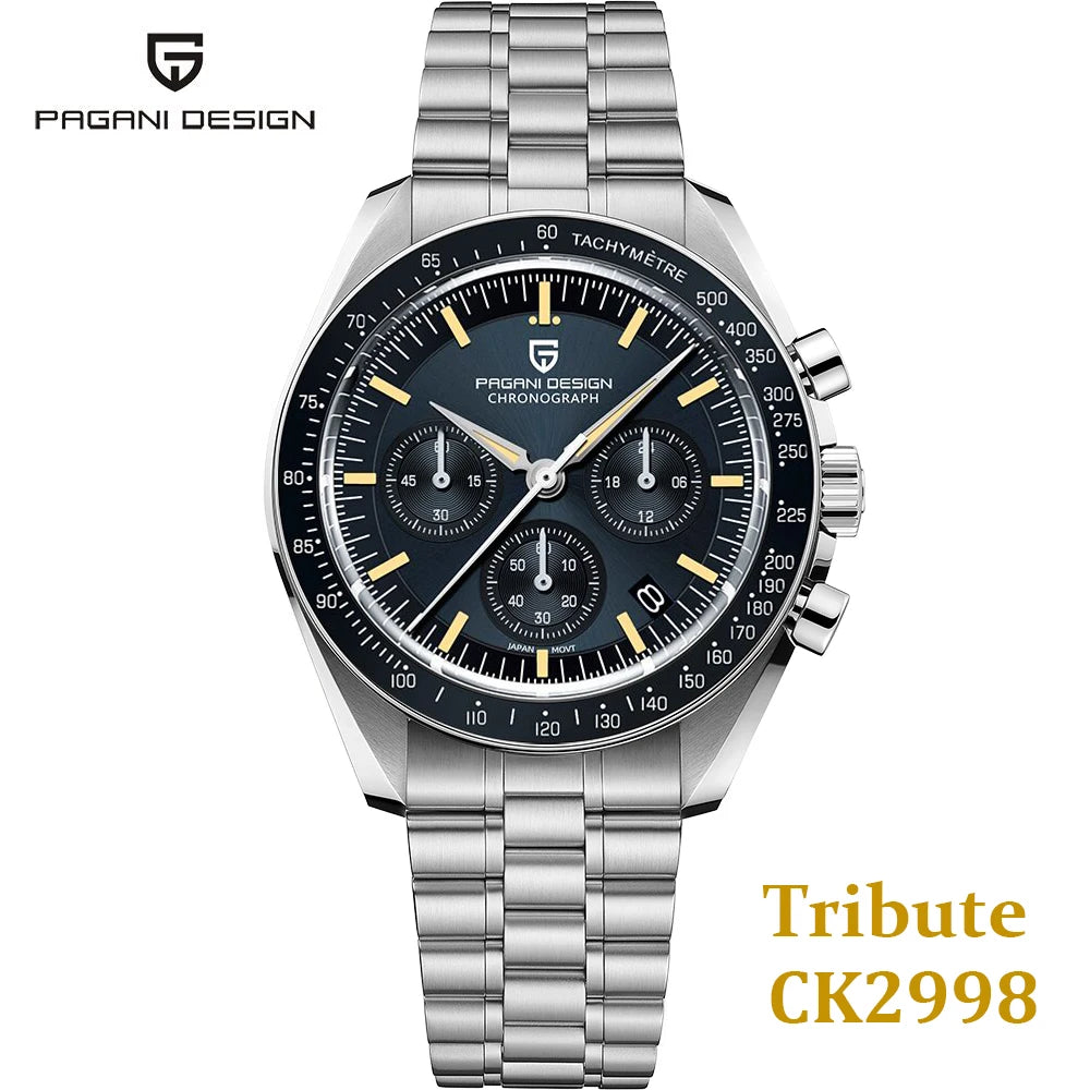 PAGANI DESIGN 2025 New Men's Watches Retro Luxury Tribute to CK2998 Quartz Watch For Men Speed Chronograph AR Sapphire crystal