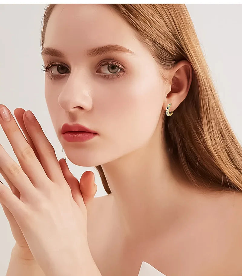 Women's Luxury Full Moisanite Diamond Hoop Earrings 4mm&2mm D Color VVS1 2.76cttw 100% 925 Sterling Silver Hoops Earrings