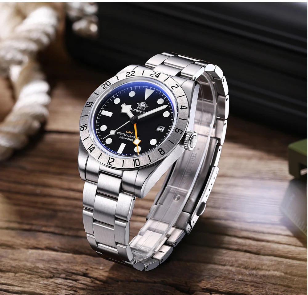 ADDIESDIVE AD2035 Watch For Men Swiss Ronda 515-24H BGW9 Luminous 20Bar Waterproof Bubble Mirror Glass GMT Quartz Watches reloj