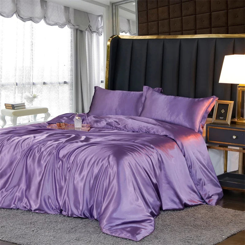 High End Mulberry Silk-Blending Fabric Duvet Cover Set Luxury King Size Bedding Set Silky Quilt Cover and Pillowcase No Sheet