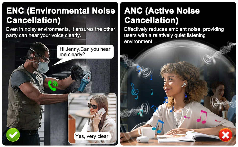 Open Ear Bluetooth Headphones , Noise Cancelling Wireless Headset Supports aptX/aptX-LL/aptX-HD Designed for Meeting Home Office